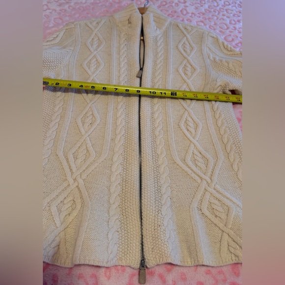 Ralph Lauren Lambs Wool Cream Cable Knit Sweater Cardigan Size: M - Picture 5 of 10
